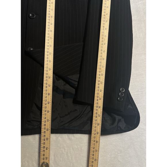 Armani Collezioni Mens 46L 36x31 Black Stripe Designer Suit Stretch 3/2 Roll - Picture 12 of 16